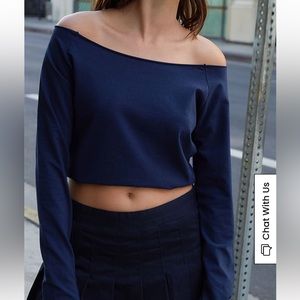 John Galt Navy Bonnie Off-The-Shoulder Top